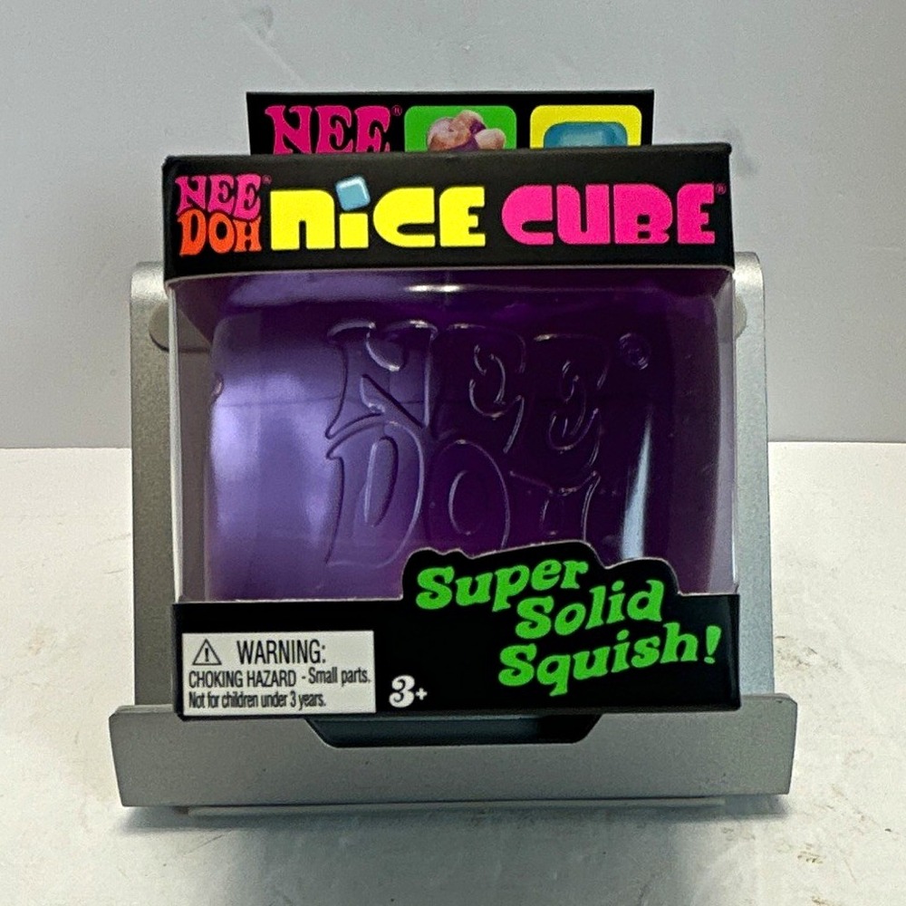 Schylling NeeDoh Nice Cube Super Solid Squish Squeeze Toy Purple 26036NAB